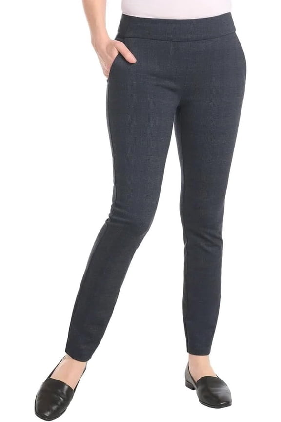 Womens Pull-On Ponte Pant, Mid-Rise Narrow Leg (Navy Combo,XXL)