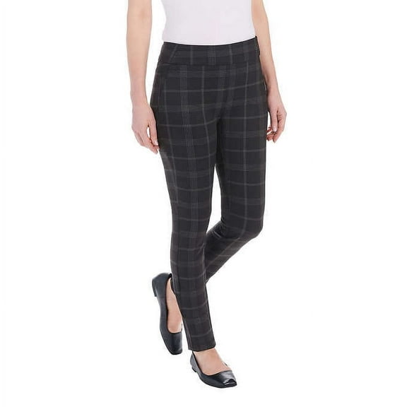 Dalia Ladies Size Small, Pull-On Ponte Pant-Built-in Tummy Control, Black Plaid