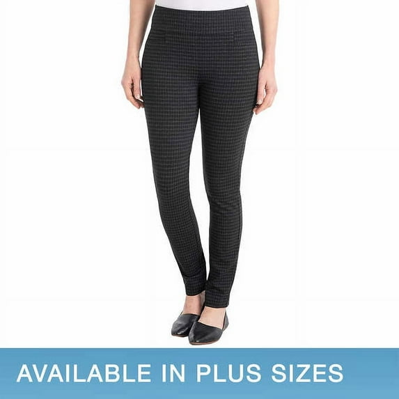 Dalia Womens Pull-on Ponte Pant with Built-in Tummy Control Panel Size: M, Color: Black/Off-White Combo