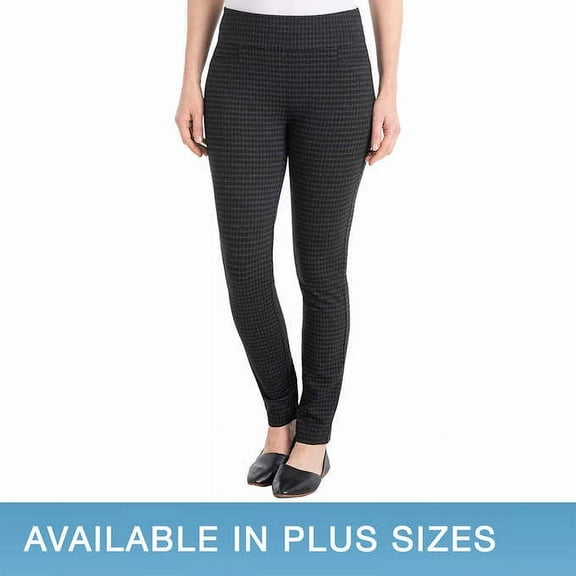 Dalia Womens Pull-on Ponte Pant with Built-in Tummy Control Panel Size: M, Color: Black/Off-White Combo