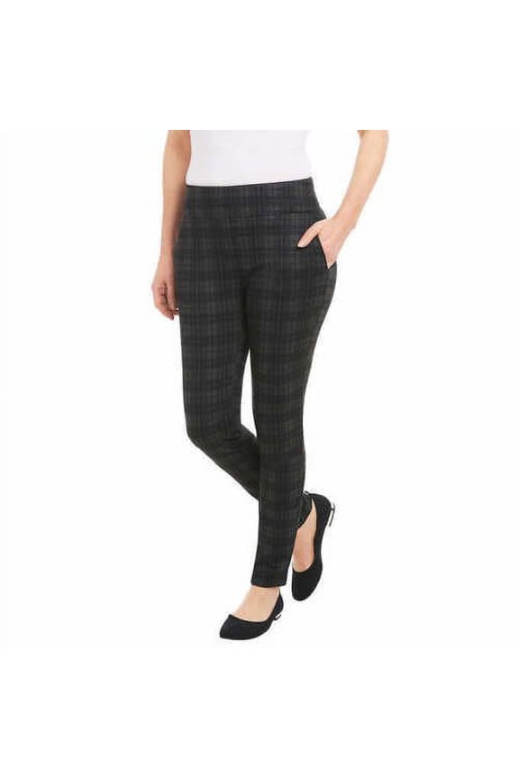 Womens Pull-On Pant, Black Plaid XS