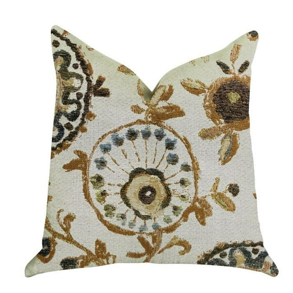 Daliani Floral Luxury Throw Pillow - Brown Beige Green - 12in. x 25in.