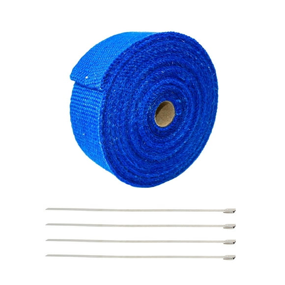 Dalidasy 1.5mm * 25mm * 5mm Exhaust Heat Wrap Roll Header Tube Fiber Wrap Tape for Car Motorcycle (Blue)