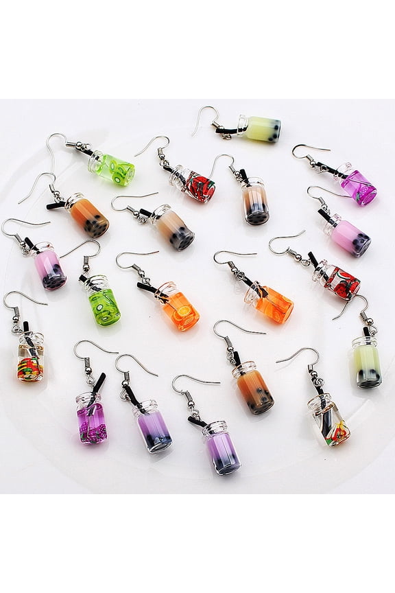 1 Pair of Fruit Dangle Earrings Bottle Pendant Earrings Creative Drop for Summer Beach Party Jewelry ( )