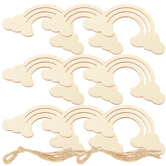 Dalidasy 1Set Unfinished Wood Rainbow Cutouts Rainbow Shape Wood Slice Craft DIY Accessories