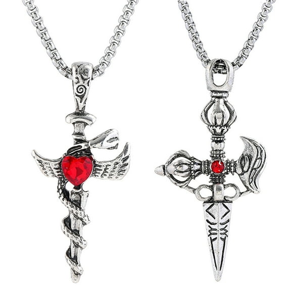Dalidasy 2PCS Retro Male Metal Necklace Stylish Alloy Cross Neck Jewelry (2 Styles)