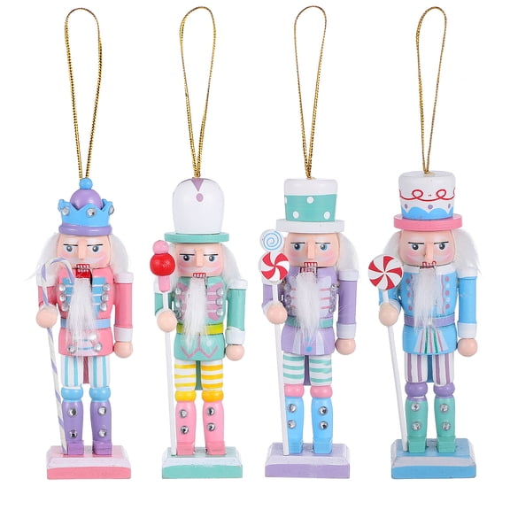 WRITWAA Nutcracker Ornament Set 4Pcs Assorted Color Wooden Soldier Puppet Christmas Decor