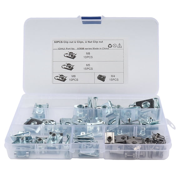 Dalidasy Machine Screws 50pcs U Nuts Fairing Clip Motorcycle Fairing Bodywork Panel U Clips Steel U Clip U Nut Fasteners Clips Fastener Replacement for Motorcycle Motor Bike