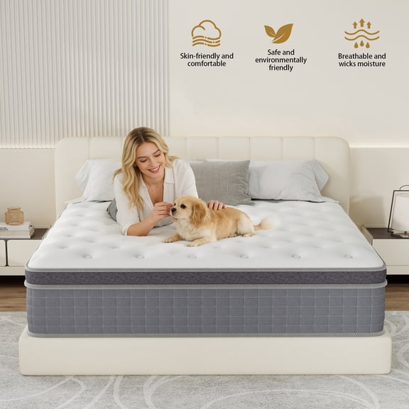 DalisTairy 12 inch Queen Mattress in a Box, Gel Memory Foam Hybrid Mattress with Pocket Coils, Medium Firm Comfort