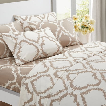 Dalisay 6 or 4 Piece Sheet Set Contemporary Ikat Medallion Print Pattern Design