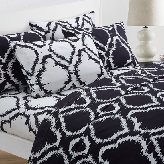 Dalisay 6 or 4 Piece Sheet Set Contemporary Ikat Medallion Print Pattern Design