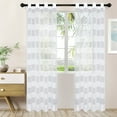 thumbnail image 1 of Dalitso Rope Horizontal Bands Soft Diffused Light Sheer Curtain Set White / 52"x63", 1 of 1