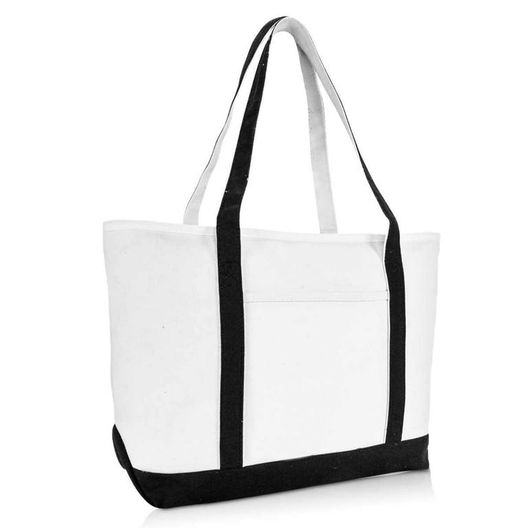 Large Heavy Cotton Canvas Boat Tote - Embroidered