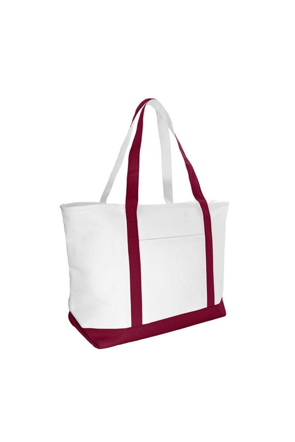 23" Premium 24 oz. Cotton Canvas Shopping Tote Bag in Crimson Red