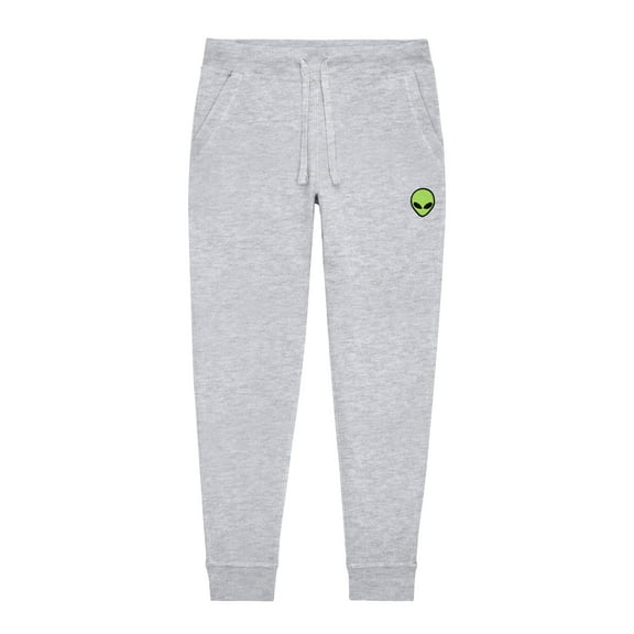 Dalix Alien Embroidered Jogger Pant Soft Fleece Relaxed Fit Lounge Mens in Heather Gray M Medium