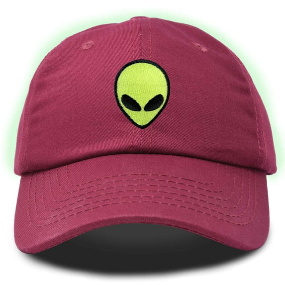 Dalix Alien Embroidered UFO Dad Hat Cotton Baseball Cap Adjustable Mens in Maroon