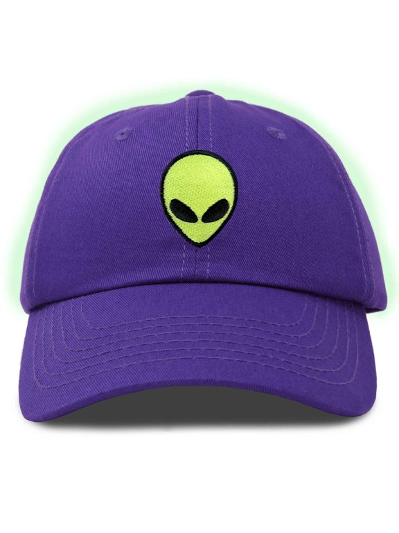 Alien Embroidered UFO Dad Hat Cotton Baseball Cap Adjustable Mens in Purple