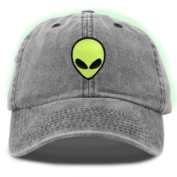 Dalix Alien Embroidered UFO Dad Hat Cotton Baseball Cap Adjustable Mens in Washed Black