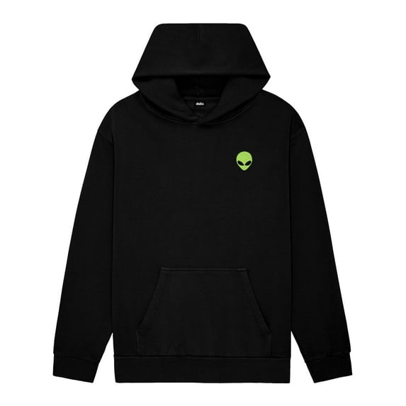 Dalix Alien Embroidery Relaxed Hoodie Soft Fleece Sweatshirt Fit Lounge Mens in Black XS X-Small