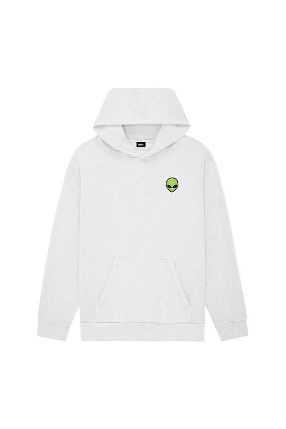 Alien Embroidery Relaxed Hoodie Soft Fleece Sweatshirt Fit Lounge Mens in Lunar Gray M Medium