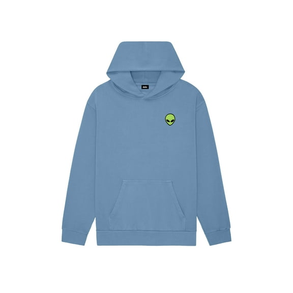 Dalix Alien Embroidery Relaxed Hoodie Soft Fleece Sweatshirt Fit Lounge Mens in Pebble Blue S Small