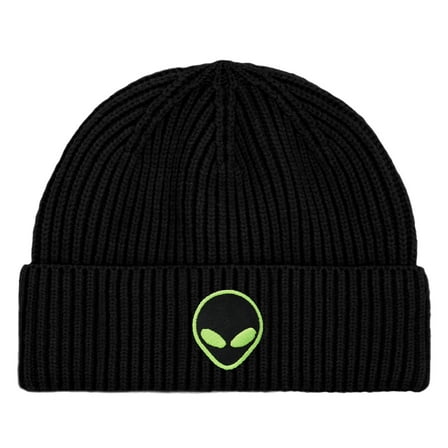 Dalix Alien Fisherman Beanie Hat Winter Knit Cuffed Watch Cap Mens in Black