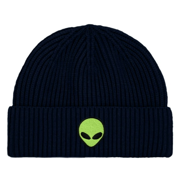 Dalix Alien Fisherman Beanie Hat Winter Knit Cuffed Watch Cap Mens in Navy Blue