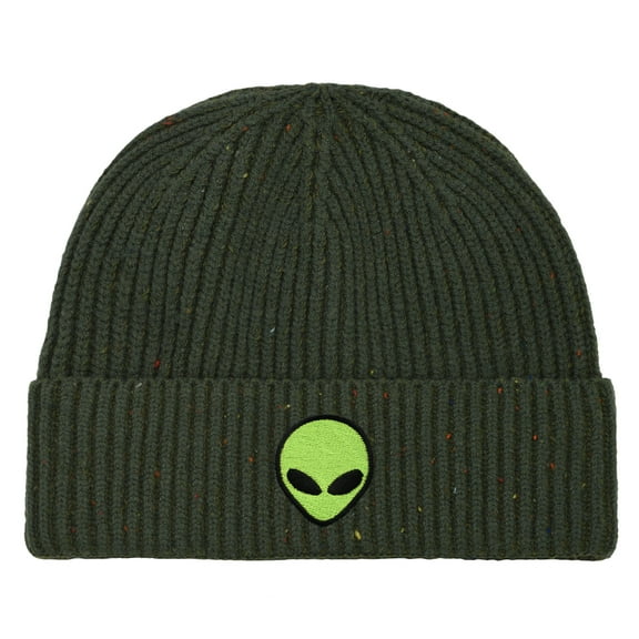 Dalix Alien Fisherman Beanie Hat Winter Knit Cuffed Watch Cap Mens in Olive