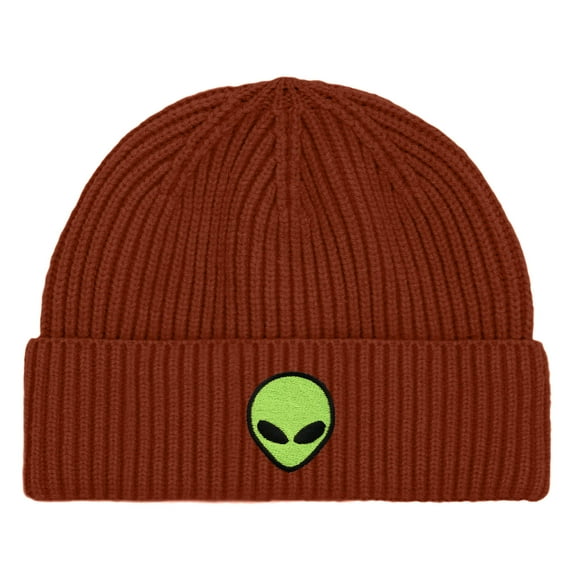 Dalix Alien Fisherman Beanie Hat Winter Knit Cuffed Watch Cap Mens in Rust