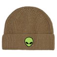 thumbnail image 1 of Dalix Alien Fisherman Beanie Hat Winter Knit Cuffed Watch Cap Mens in Tan, 1 of 5