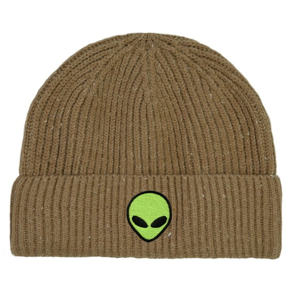 Dalix Alien Fisherman Beanie Hat Winter Knit Cuffed Watch Cap Mens in Tan