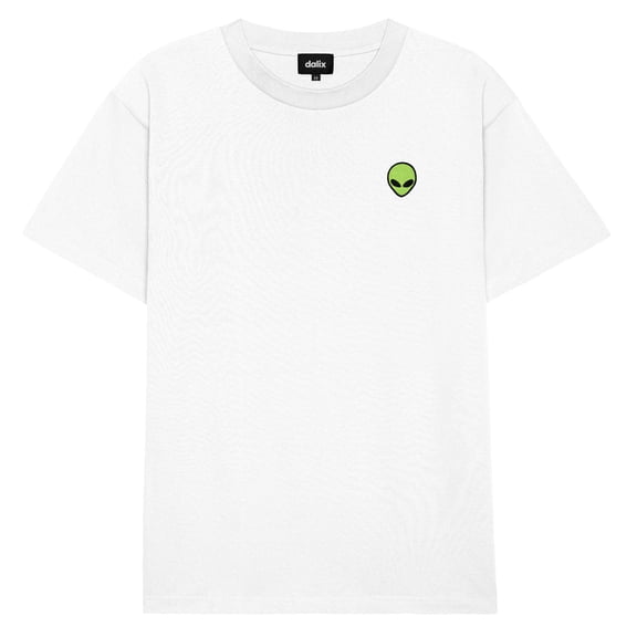 Dalix Alien Heavy Cotton Short Sleeve Summer Tee Mens in White XL X-Large