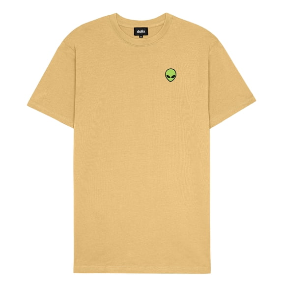 Dalix Alien Heavyweight Soft Tee Short Sleeve Cotton Shirt Mens in Vin Gold S Small