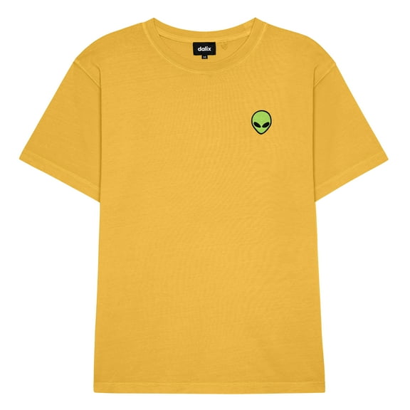Dalix Alien Midweight Garment Dye Soft Tee Short Sleeve Cotton Shirt Mens in Old Gold S Small