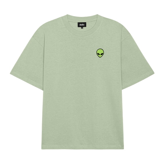 Dalix Alien Relaxed Heavy Cotton Short Sleeve Summer Tee Mens in Laurel L Large