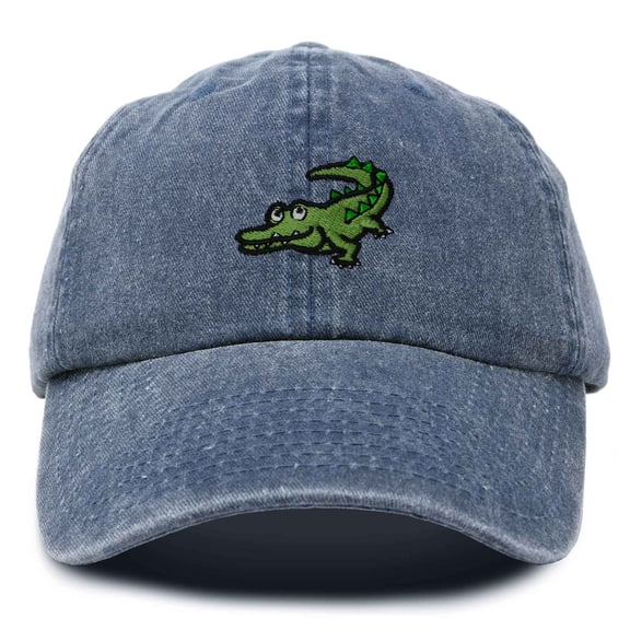 Dalix Alligator Cap Embroidered Mens Cotton Dad Hat Baseball Hat in Washed Navy Blue