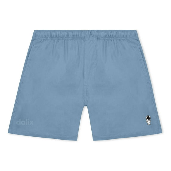 Dalix Astronaut Beach Short Embroidered Casual Pocket Mesh Drawcord Waist Mens in Carolina Blue S Small