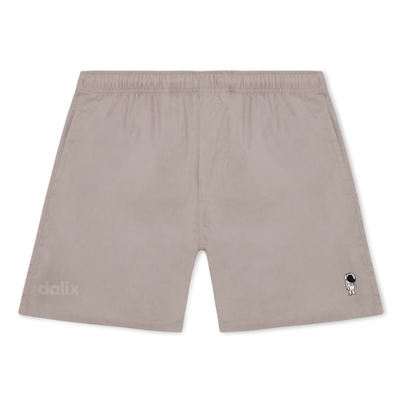 Dalix Astronaut Beach Short Embroidered Casual Pocket Mesh Drawcord Waist Mens in Mushroom XL X-Large