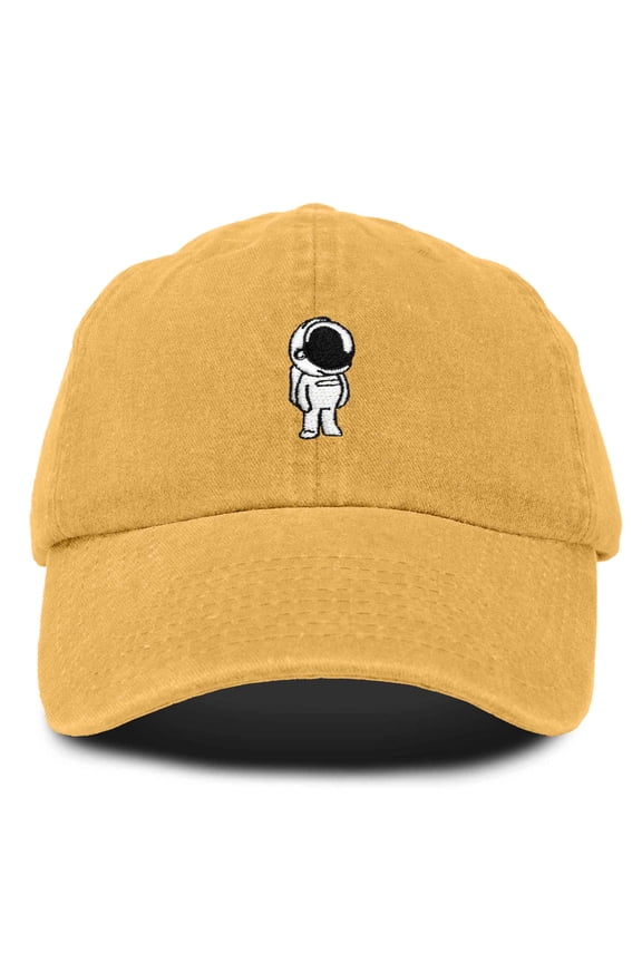 Astronaut Embroidered Alien Dad Hat Cotton Baseball Cap Adjustable Mens in Washed Gold