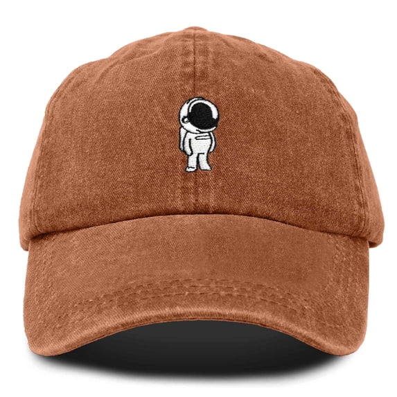 Dalix Astronaut Embroidered Alien Dad Hat Cotton Baseball Cap Adjustable Mens in Washed Orange