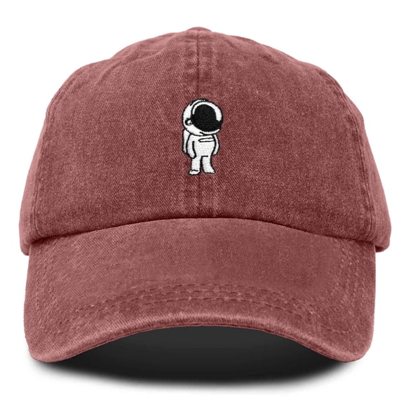 Dalix Astronaut Embroidered Alien Dad Hat Cotton Baseball Cap Adjustable Mens in Washed Red