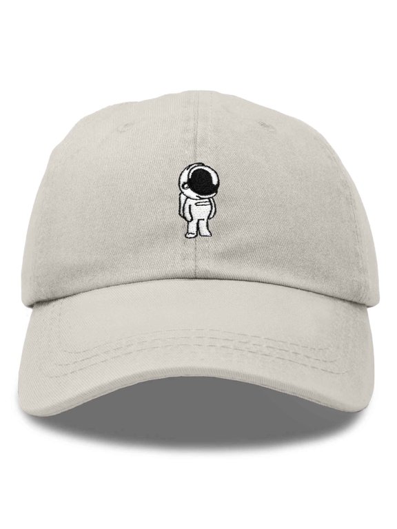Astronaut Embroidered Alien Dad Hat Cotton Baseball Cap Adjustable Mens in Washed Stone White