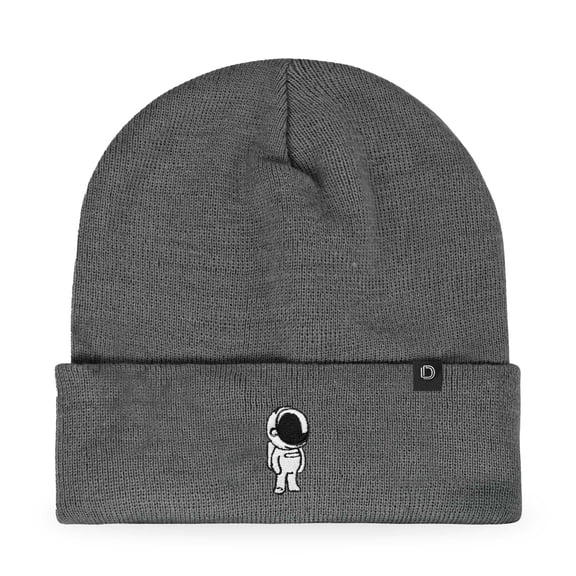 Dalix Astronaut Embroidered Beanie Warm Winter Space Cadet Knit Hat for Men in Asphalt Gray
