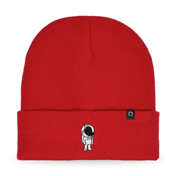 Dalix Astronaut Embroidered Beanie Warm Winter Space Cadet Knit Hat for Men in Red
