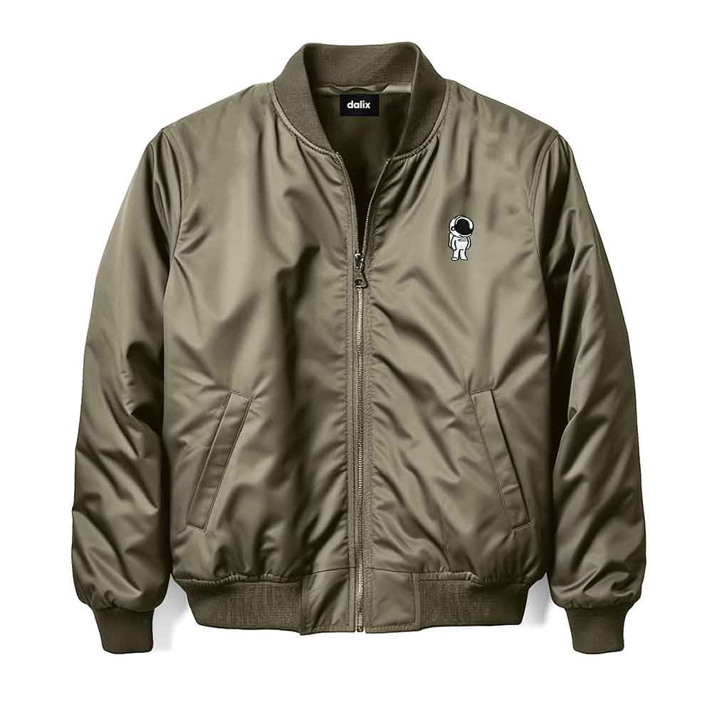 Dalix Astronaut Embroidered Bomber Jacket Lightweight Zip