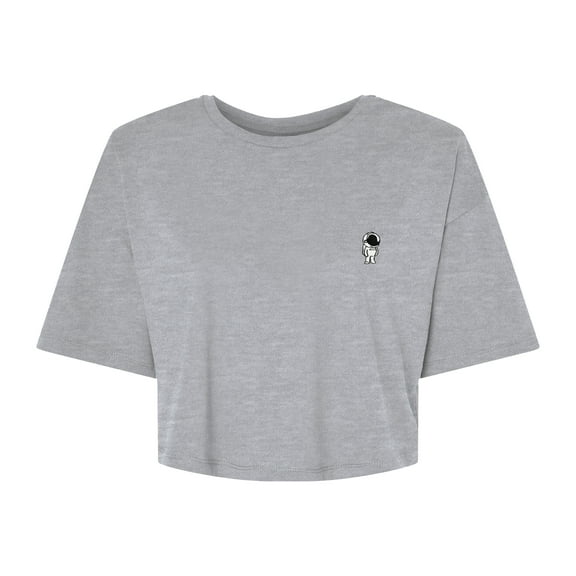 Dalix Astronaut Embroidered Cotton Relaxed Fit Flowy Short Sleeve Crewneck Tee Shirt Womens in Athletic Heather XL X-Large