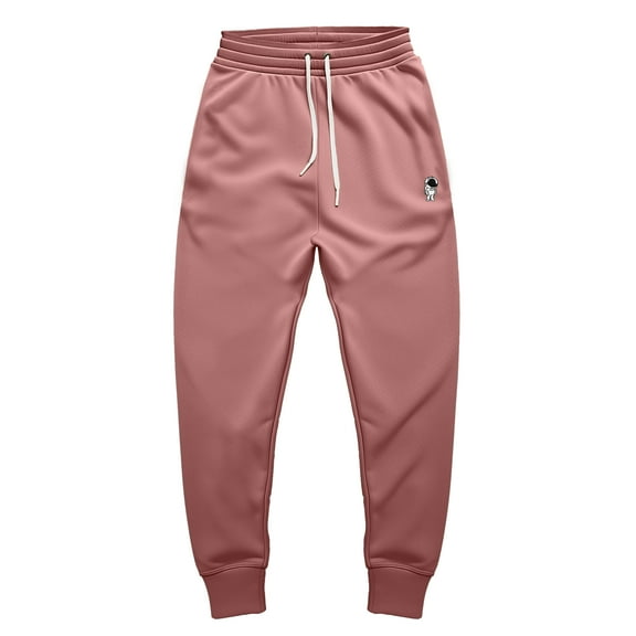 Dalix Astronaut Embroidered Fleece Jogger Cuff Sweatpant Sweats Soft Warm Cute Womens in Mauve L Large