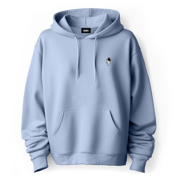 Dalix Astronaut Embroidered Fleece Zip Hoodie Cold Fall Winter Mens in Light Blue 2XL XX-Large