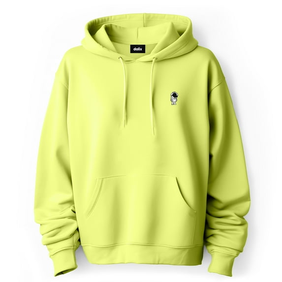 Dalix Astronaut Embroidered Fleece Zip Hoodie Cold Fall Winter Mens in Safety Green 2XL XX-Large