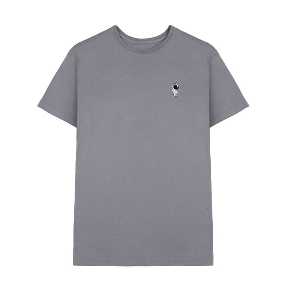 Dalix Astronaut Embroidered Mens Tee Cotton Casual Short Sleeve Crewneck Soft Fit in Storm Gray 4XL XXXX-Large
